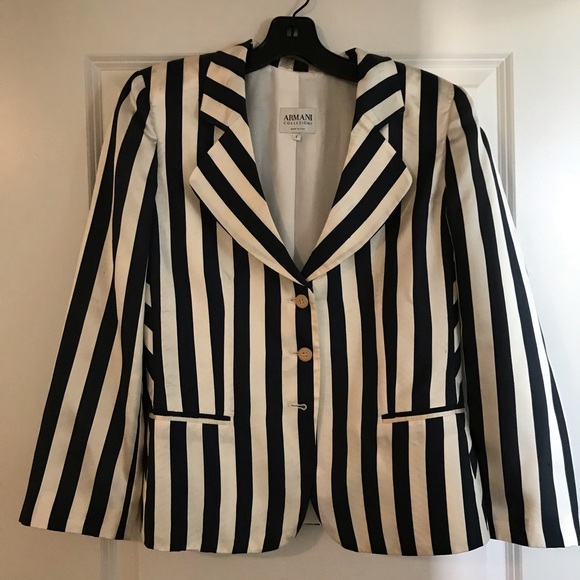 Authentic Armani Collezioni Silk Striped Blazer - Picture 1 of 4